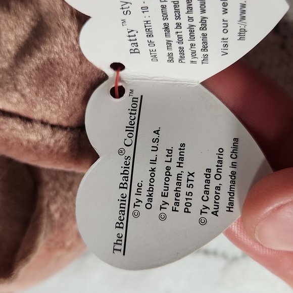 🕸Vintage Ty Beanie Baby Original Batty The Bat P.V.C. Pellets 1996 - Picture 7 of 9